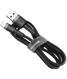 KABEL USB-A -  Lightning / iPhone Baseus Cafule CALKLF-CG1 200cm Apple 1.5A CZARNO-SZARY W OPLOCIE