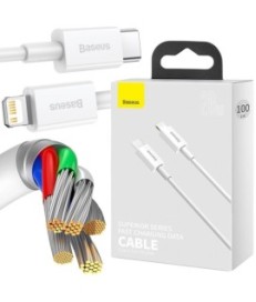 KABEL USB-C -  Lightning / iPhone Baseus Superior CATLYS-A02 1m 20W PD Quick Charging BIAŁY PREMIUM