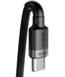 KABEL USB-C -  USB-C Baseus Cafule CATKLF-ALG1 200cm 100W 5A PD 2.0 QC 3.0 CZARNO-SZARY W OPLOCIE