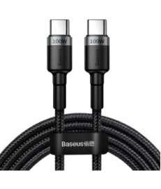 KABEL USB-C -  USB-C Baseus Cafule CATKLF-ALG1 200cm 100W 5A PD 2.0 QC 3.0 CZARNO-SZARY W OPLOCIE