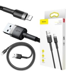 KABEL USB-A -  Lightning / iPhone Baseus Cafule CALKLF-AG1 50cm Apple 2.4A CZARNO-SZARY W OPLOCIE