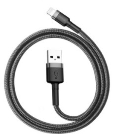 KABEL USB-A -  Lightning / iPhone Baseus Cafule CALKLF-AG1 50cm Apple 2.4A CZARNO-SZARY W OPLOCIE