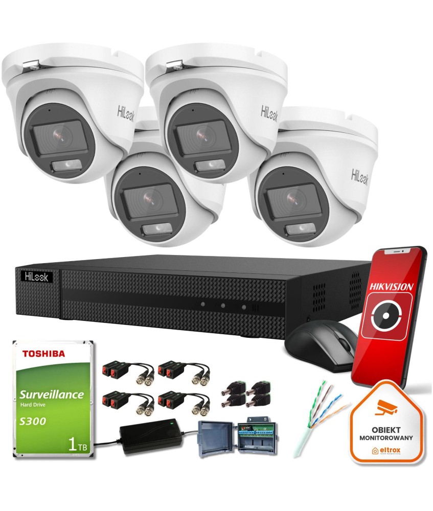 Zestaw monitoringu Hilook 4 kamer IP TVICAM-T2M-20DL dysk 1TB