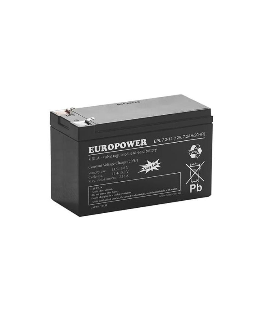 Akumulator AGM EUROPOWER serii EPL 12V 7,2Ah T1