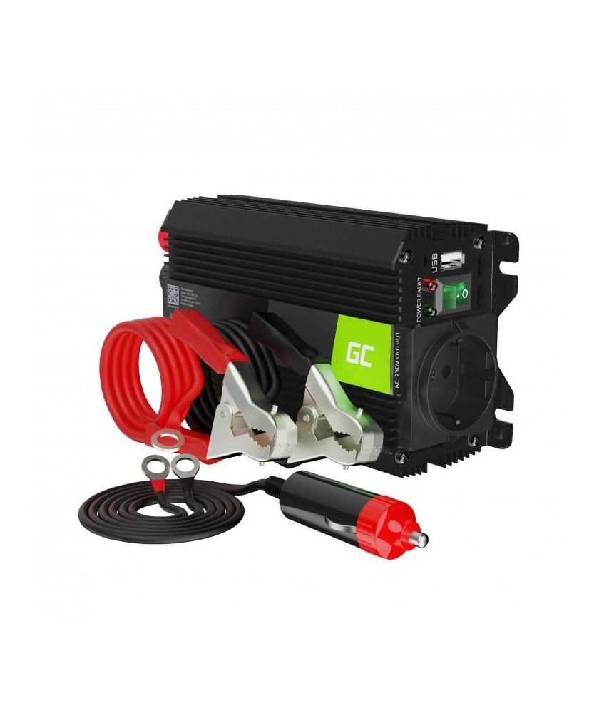 PRZETWORNICA NAPIĘCIA INWERTER Green Cell PRO 12V -  230V 300W/600W MODYFIKOWANA SINUSOIDA INVGC01