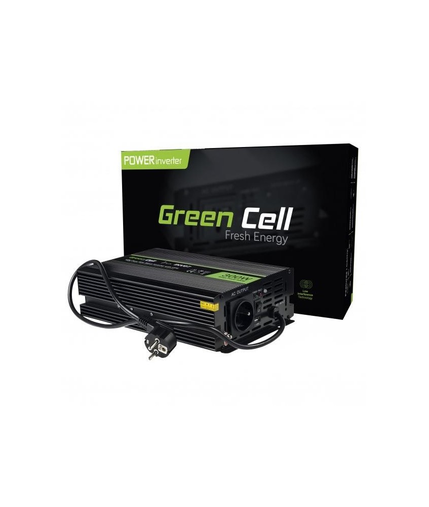 PRZETWORNICA NAPIĘCIA INWERTER Green Cell 12V -  230V 300W/600W CZYSTA SINUSOIDA INV07