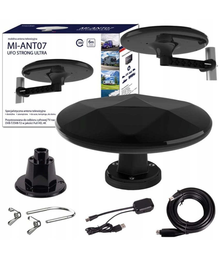 Antena DVB-T2 Mistral MI-ANT07 UFO - CZARNA