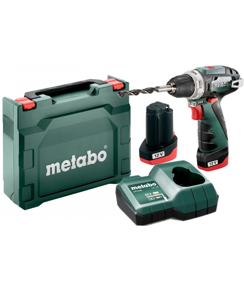 Wiertarko-wkrętarka akumulatorowa Metabo PowerMaxx BS Basic 12V 2x2Ah Ładowarka Walizka