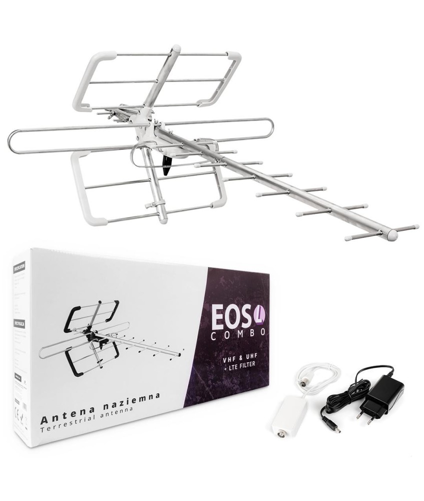 Antena DVB-T/T2 Spacetronik EOS L Combo White (aktywna)