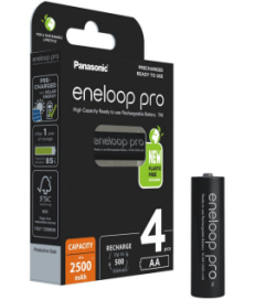 Akumulatorki R6 / AA Panasonic Eneloop PRO 2500mAh Ni-MH BK-3HCDE/4BE (blister 4 szt.)