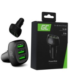 ŁADOWARKA SAMOCHODOWA Green Cell POWERRIDE 54W 3xUSB 18W ULTRA CHARGE CADGC01