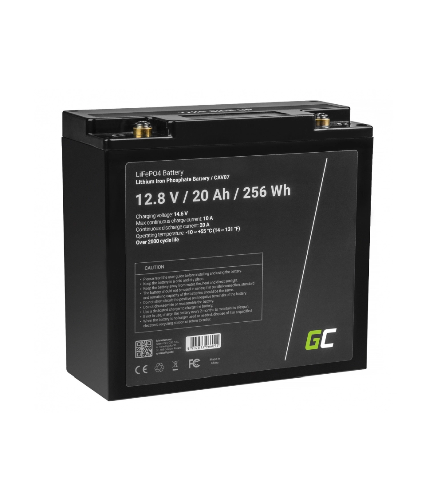 AKUMULATOR LITOWO-ŻELAZOWO-FOSFORANOWY LiFePO4 Green Cell 12V 20Ah CAV07