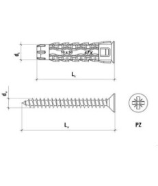 KOŁEK UNIWERSALNY SFXP-06030040 6,0X30mm Z WKRĘTEM Z ŁBEM STOŻKOWYM 4X40mm 100szt.