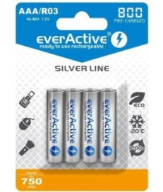 Akumulatorki AAA / R03 Ni-MH everActive 800mAh Silver Line (box 4 szt.)