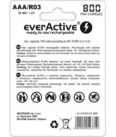 Akumulatorki AAA / R03 Ni-MH everActive 800mAh Silver Line (box 4 szt.)