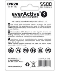 Akumulatorki D / R20 Ni-MH everActive 5500mAh Silver Line (box 2 szt.)