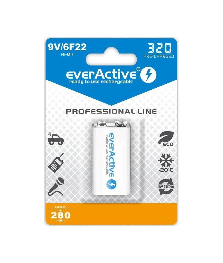 Akumulatorek 6F22 Ni-MH everActive 9V 320mAh Professional Line (1 szt.)